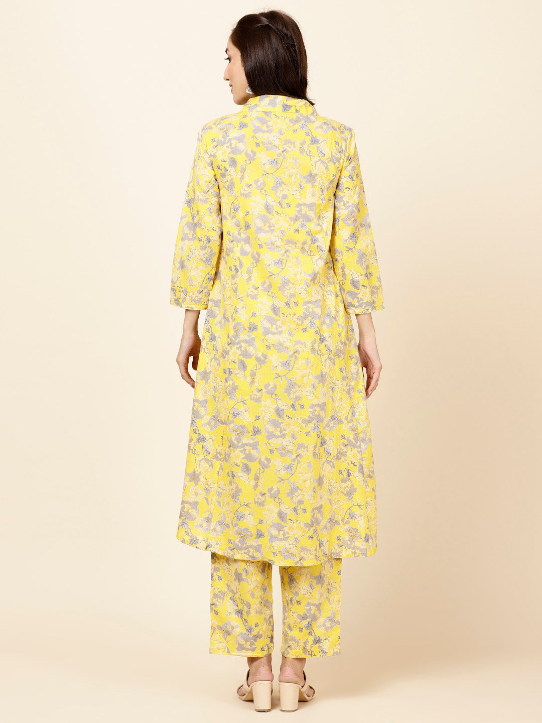 Floral Printed Cotton Kurta With Pants