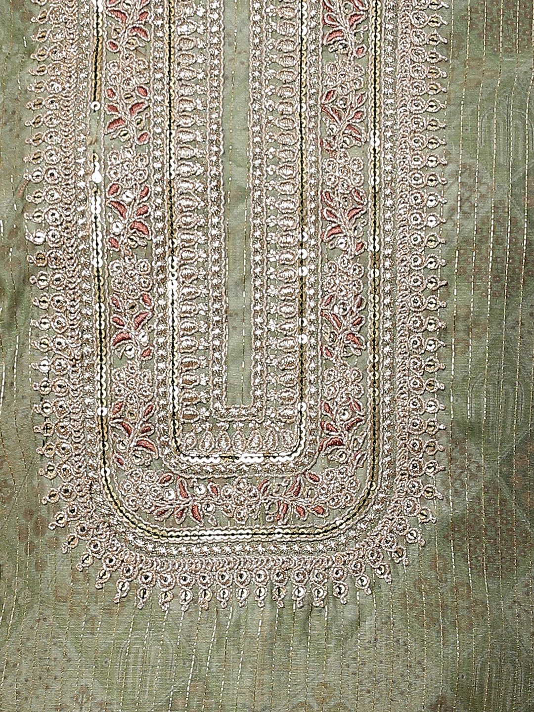 Neck Embroidered Chanderi Unstitched Suit Piece With Dupatta