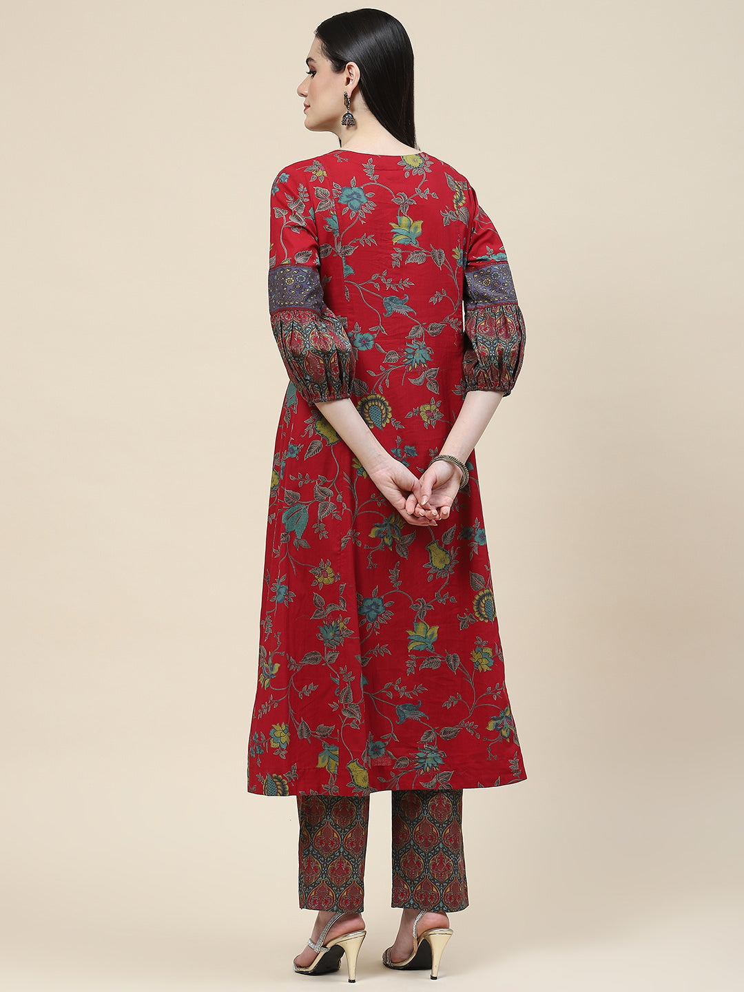 Floral Printed Cotton Kurta With Pants