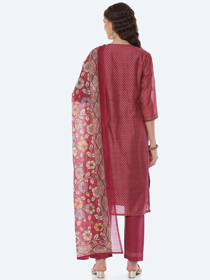 Gota Work Chanderi Kurta With Pant &amp; Dupatta