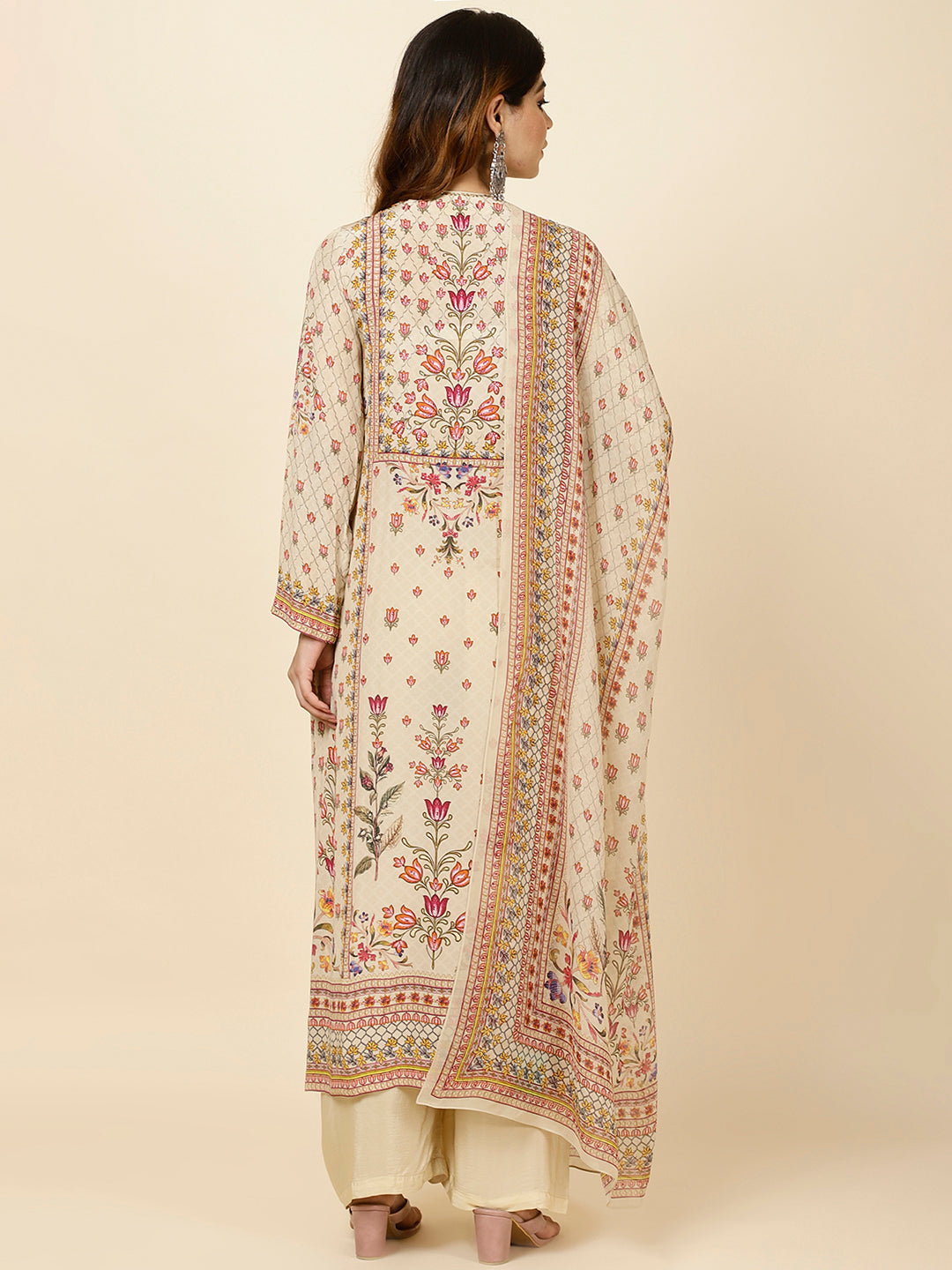 Digital Floral Printed Crepe Kurta With Palazzo &amp; Dupatta