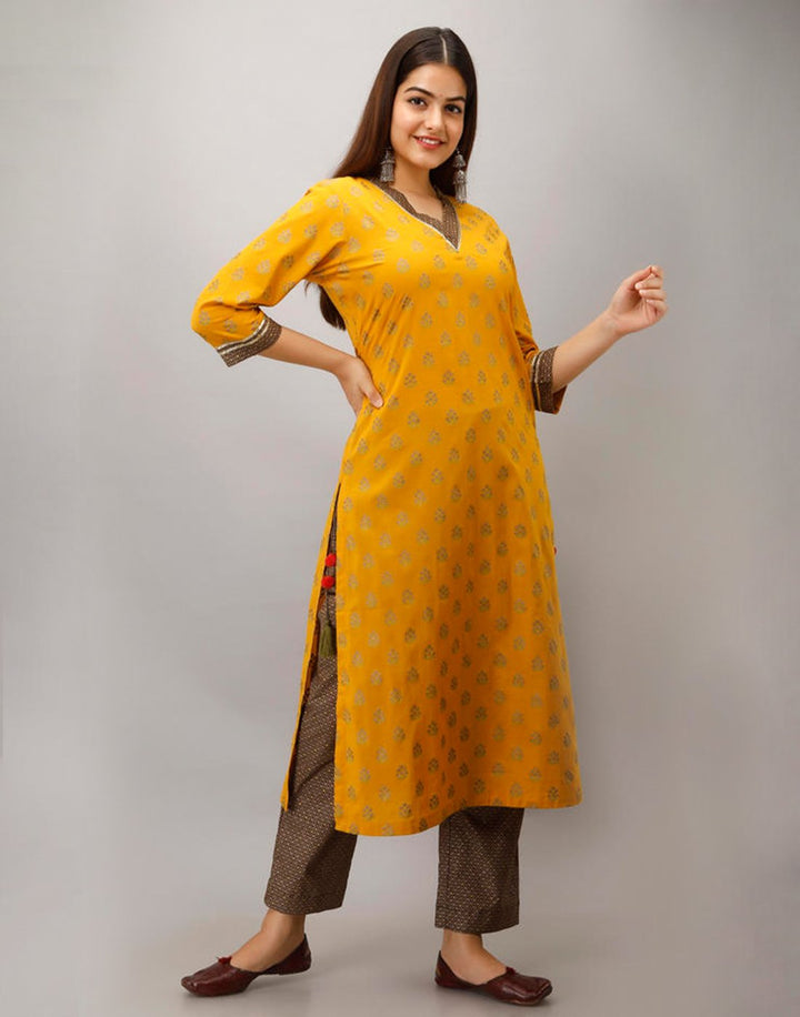 Printed Cotton Kurti With Pant