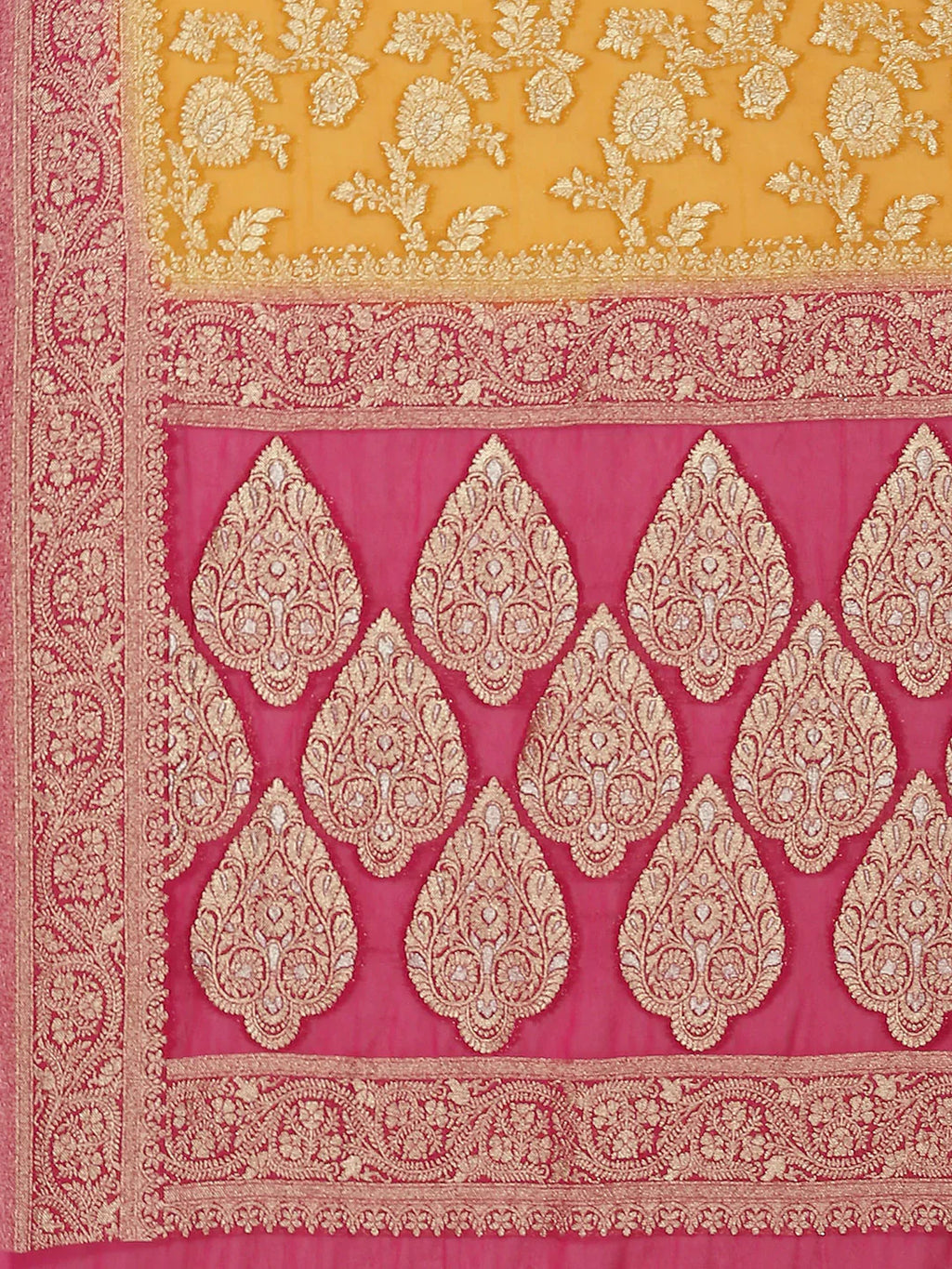 Floral Zari Jaal Georgette Plain Saree