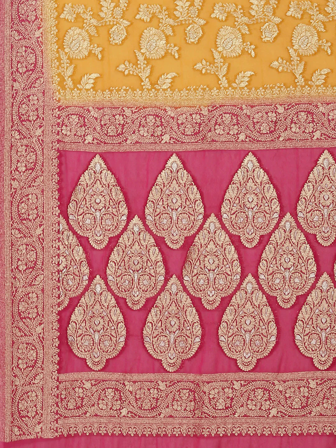 Floral Zari Jaal Georgette Plain Saree