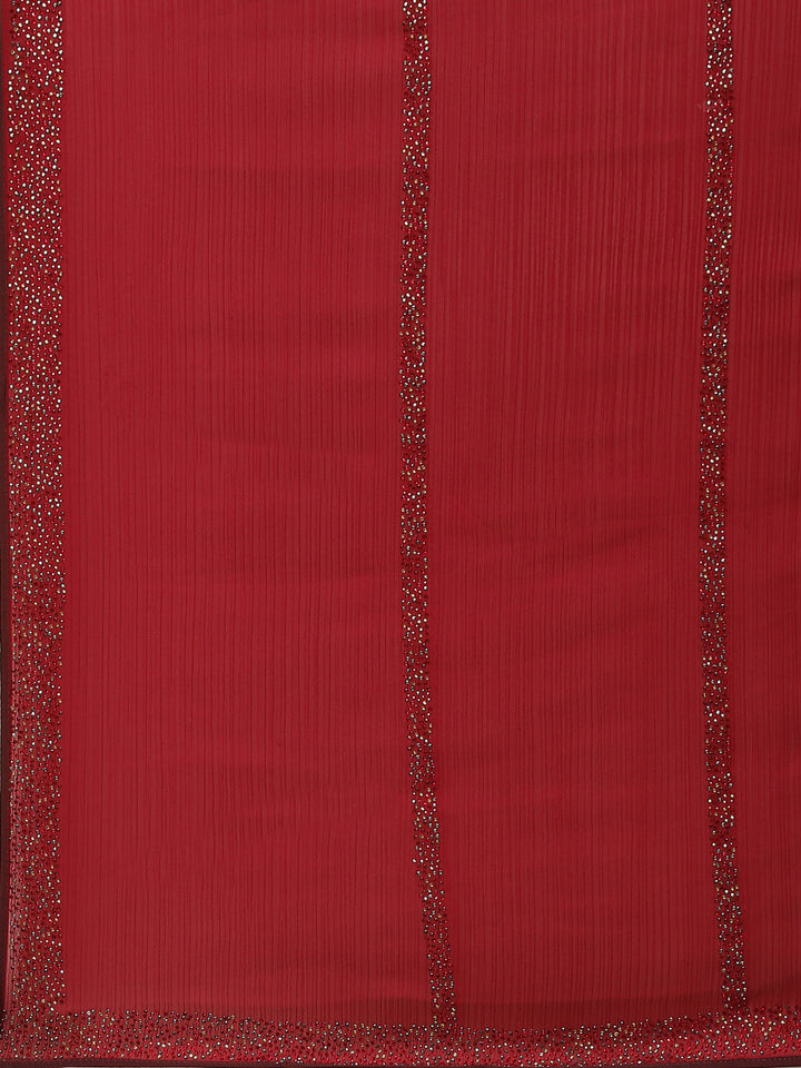Stone Embroidered Chiffon Saree