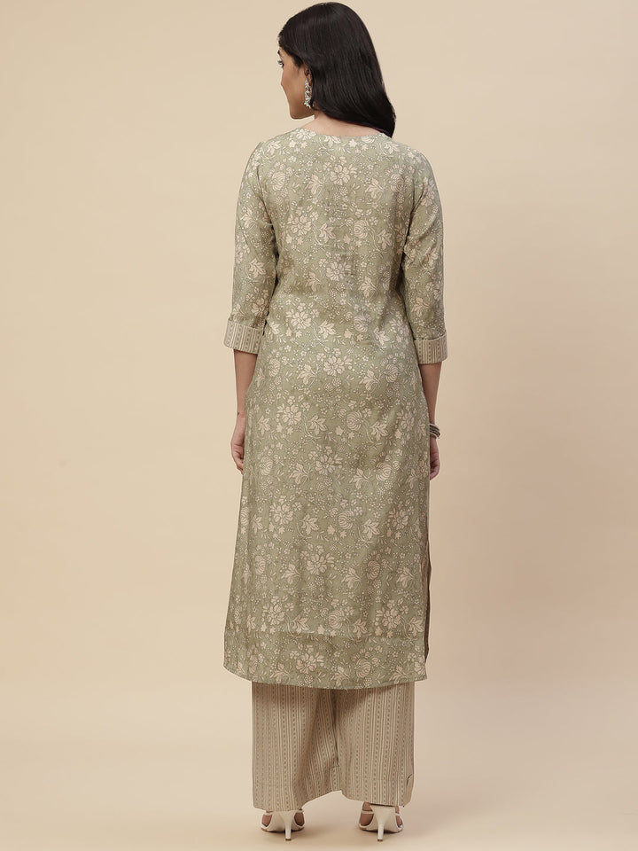 Printed Crepe Kurta With Palazzo