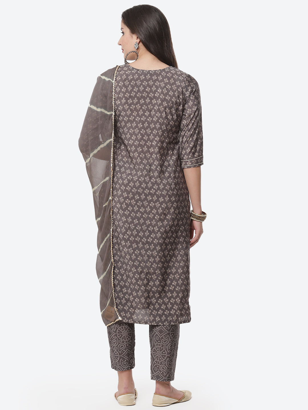 Cotton Muslin Printed Kurti With Pant And Dupatta