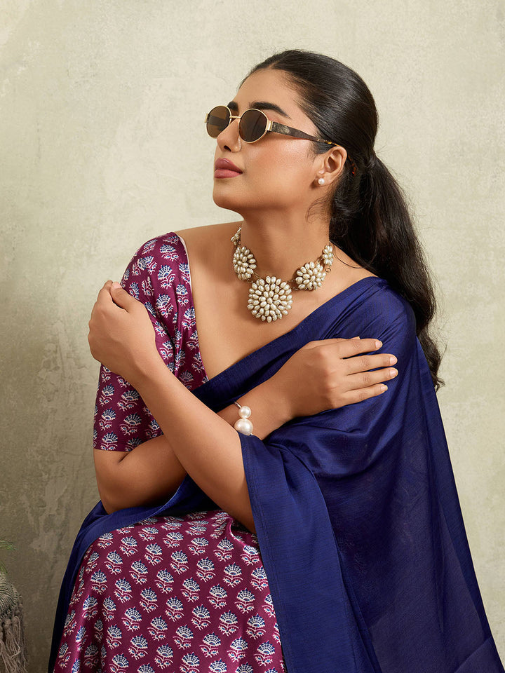 Printed Satin Saree