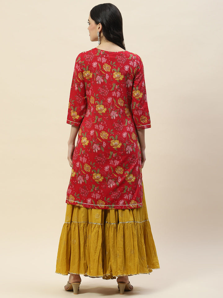 Printed Cotton Kurta With Sharara