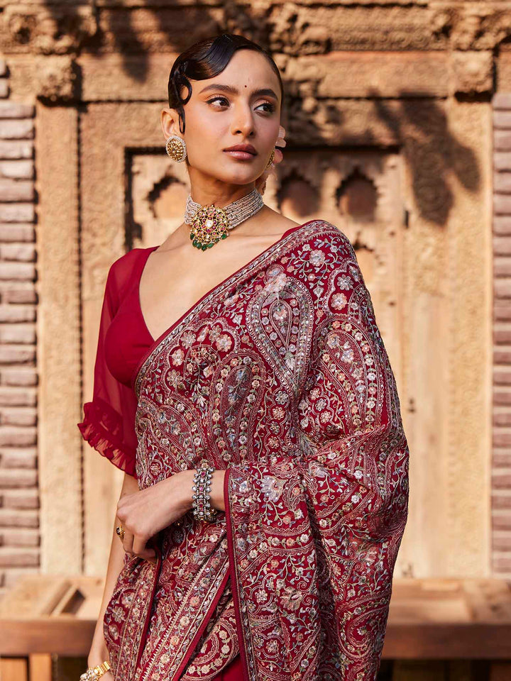 Resham Jaal Embroidered Georgette Saree