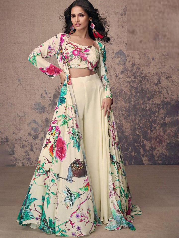 Printed Crepe Suit With Pant &amp; Dupatta