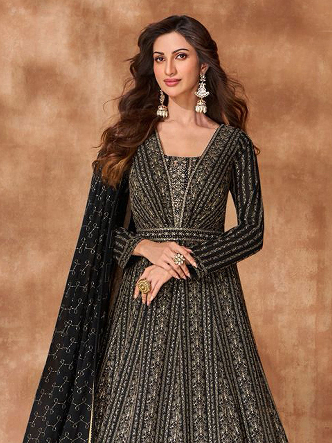 Embroidered Georgette Suit With Pant &amp; Dupatta