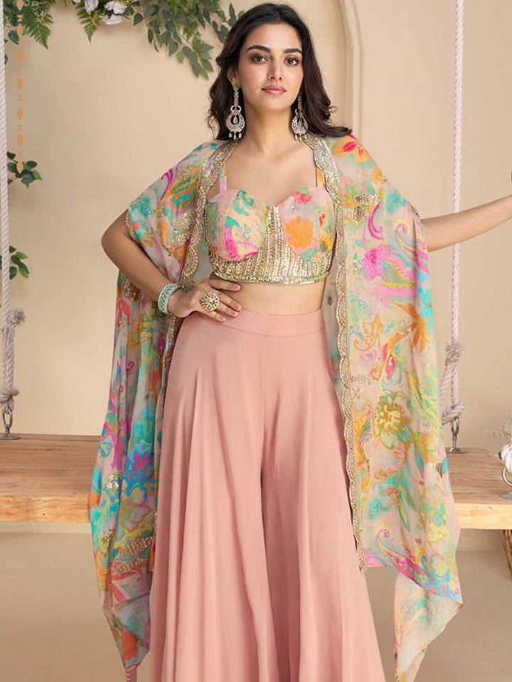 Printed Chinon Kurta With Pants &amp; Dupatta