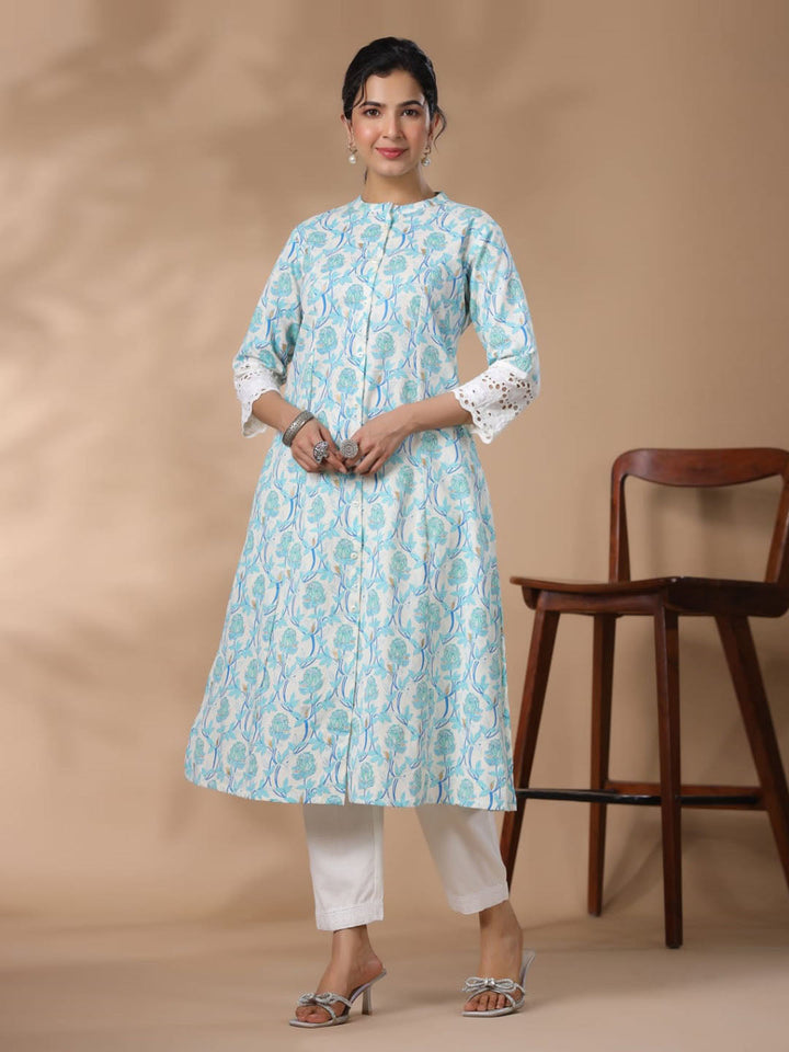 Floral Printed Cotton Kurta With Pants