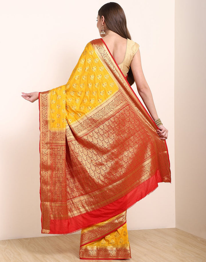 MBZ Meena Bazaar-Mustard Art Handloom Saree