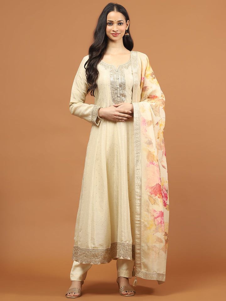 Embroidery Tissue Kurta With Pants &amp; Dupatta