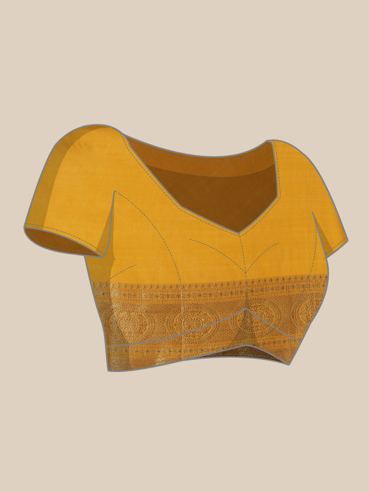 Plain Zari Border Cotton Woven Saree