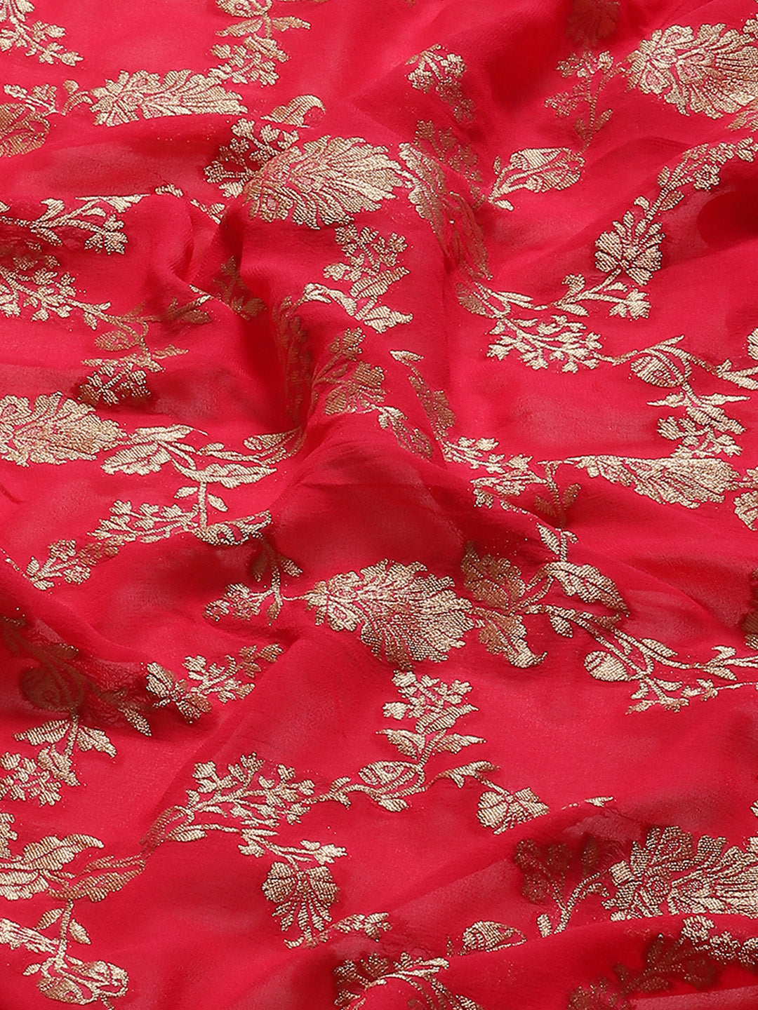Floral Zari Jaal Georgette Plain Saree