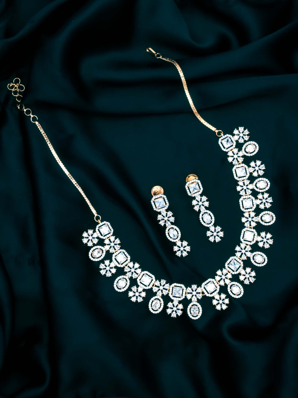 AD Stone Necklace With Earrings
