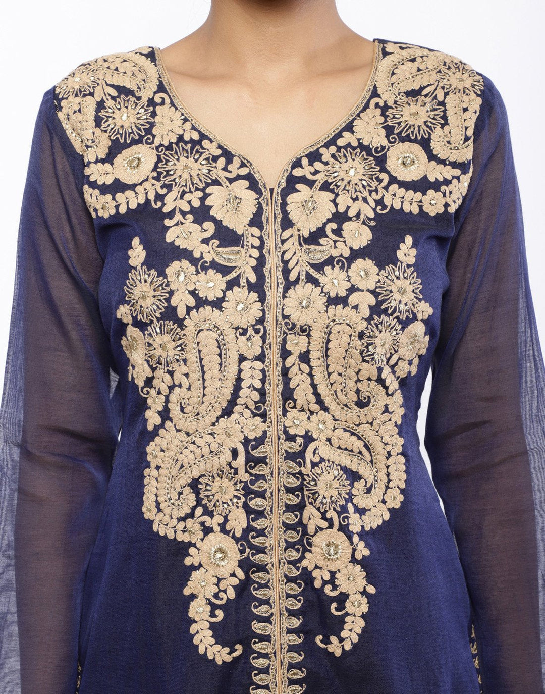 MBZ Meena Bazaar-Red Cotton Chanderi Stitched Salwaar Kameez