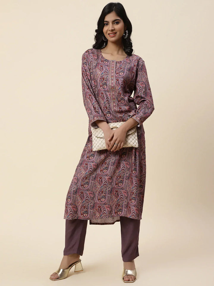 Printed Pashmina Kurta With Pants