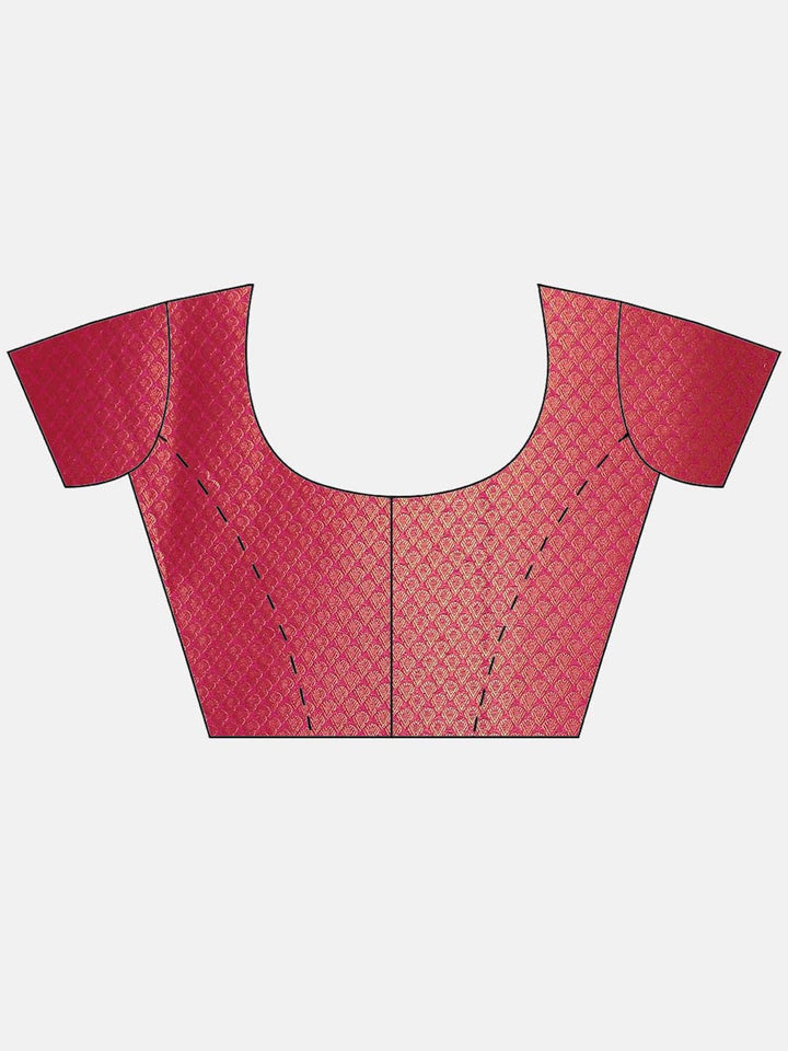 Brocade Zari Jaal  Art Handloom Saree With Contrast Blouse