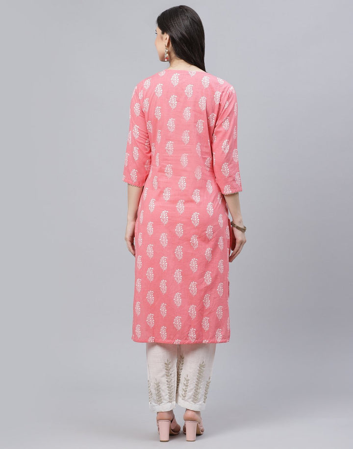 Paisley Print Cotton Kurti with Pant