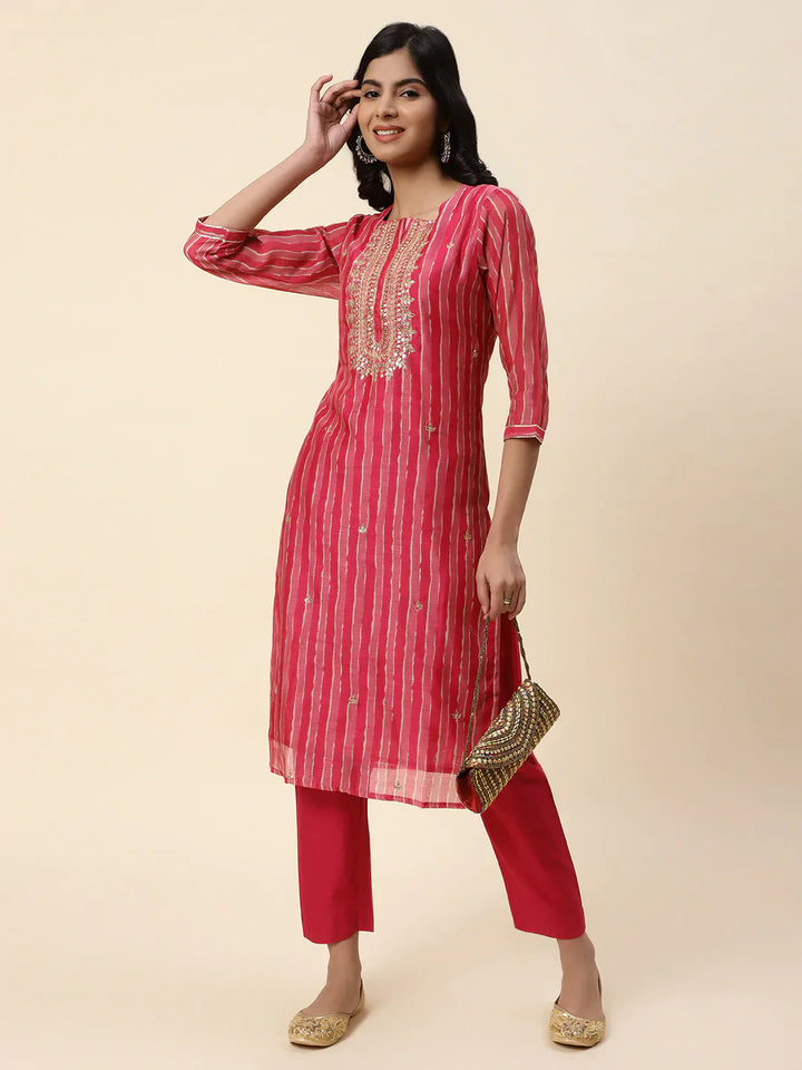 Gota Work Chanderi Kurta With Pants