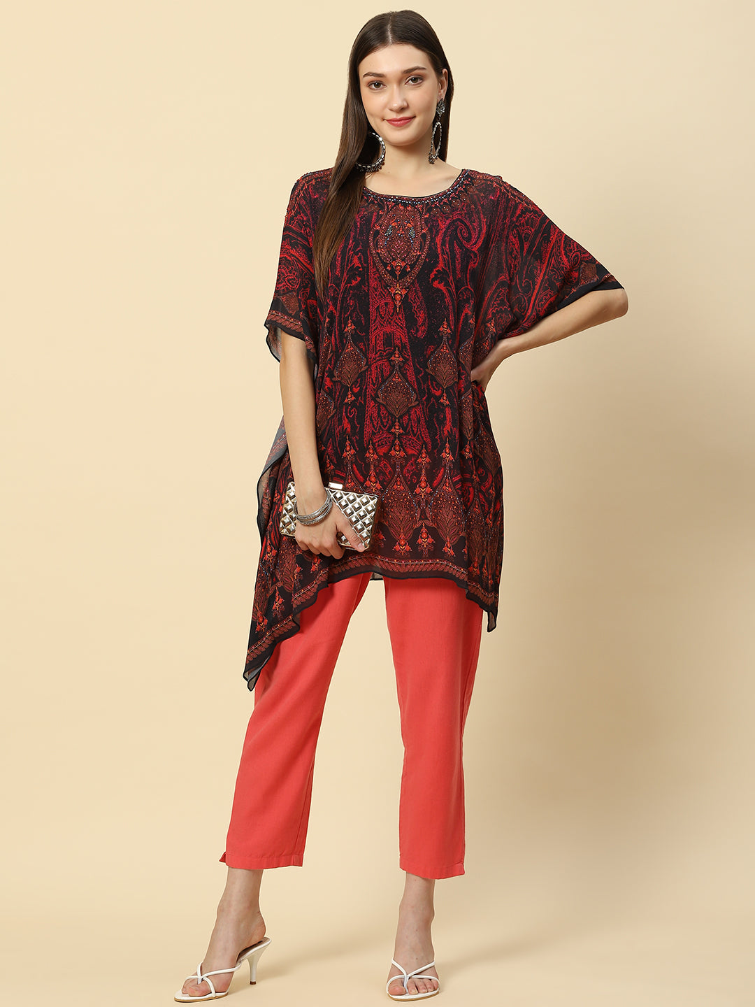Digital Printed Georgette Kaftan Kurta