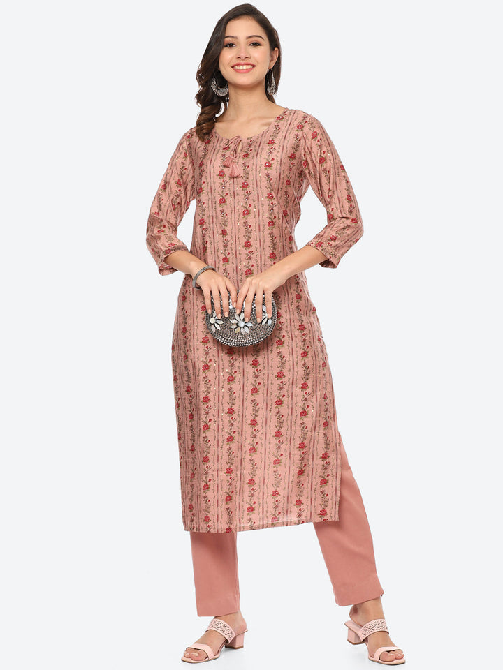 Printed Muslin Kurta With Pant