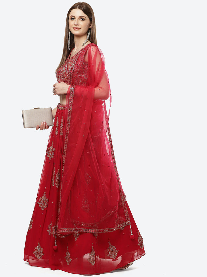 Resham Mirror Georgette Lehenga With Choli and Net Booti Dupatta