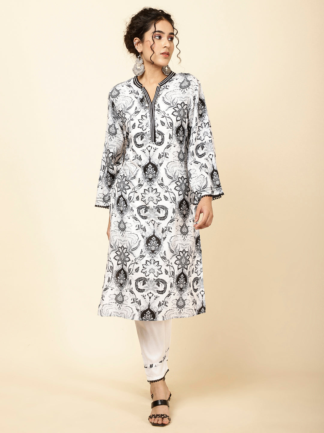Floral Printed Cotton Kurta With Pants
