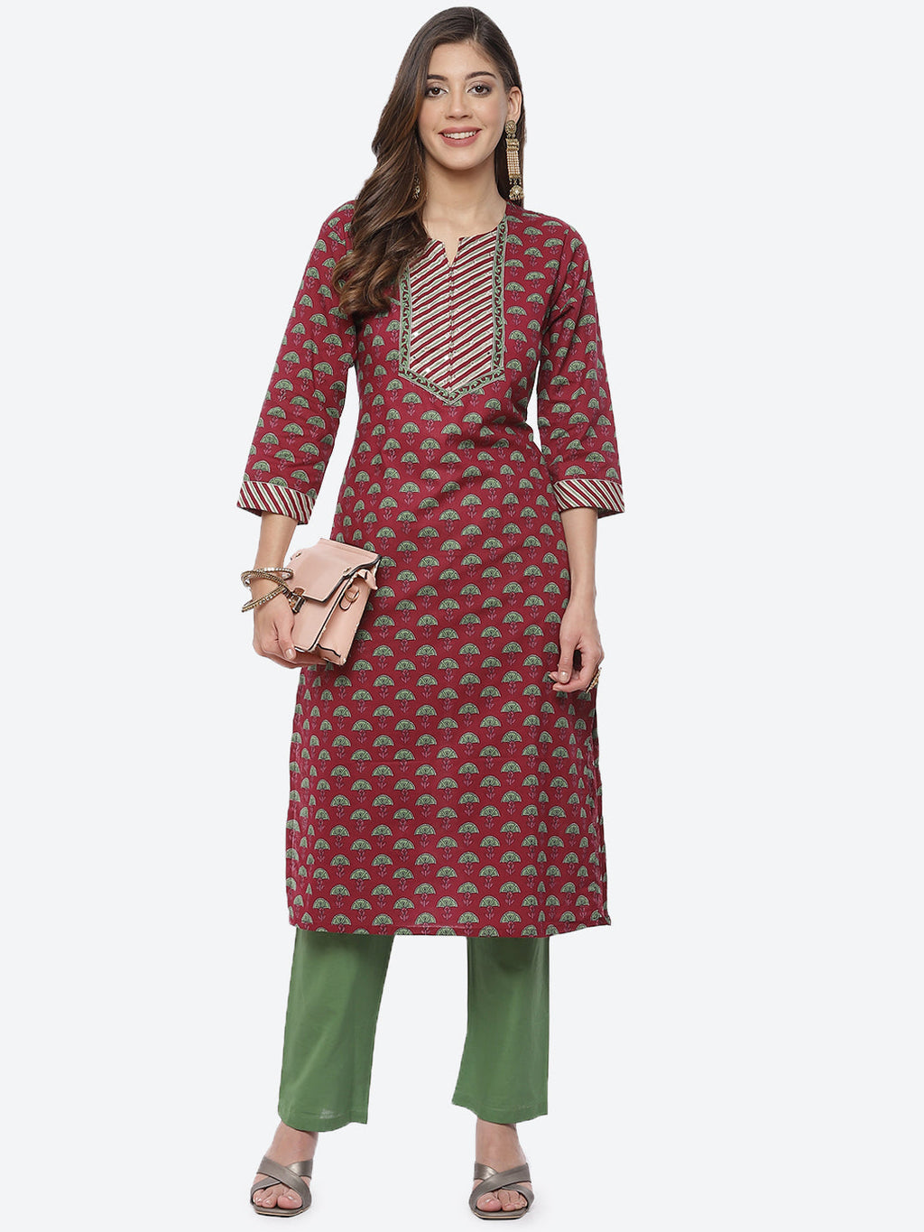 Floral Printed Cotton Kurta With Pant
