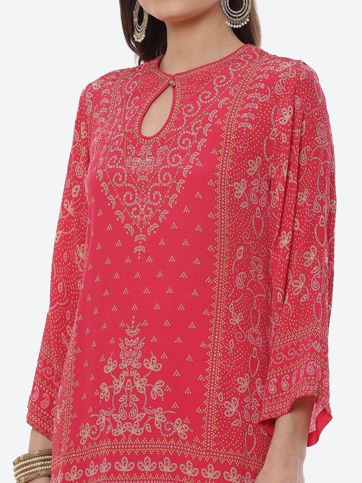Digital Printed Crepe Kurta With Sharara &amp; Georgette Dupatta