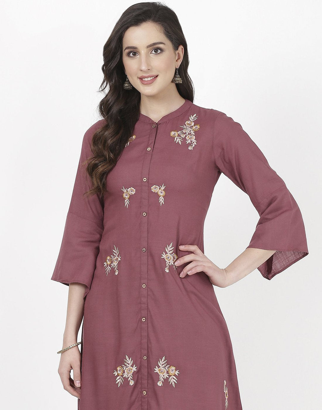 MBZ Meena Bazaar-Wine Cotton Kurti