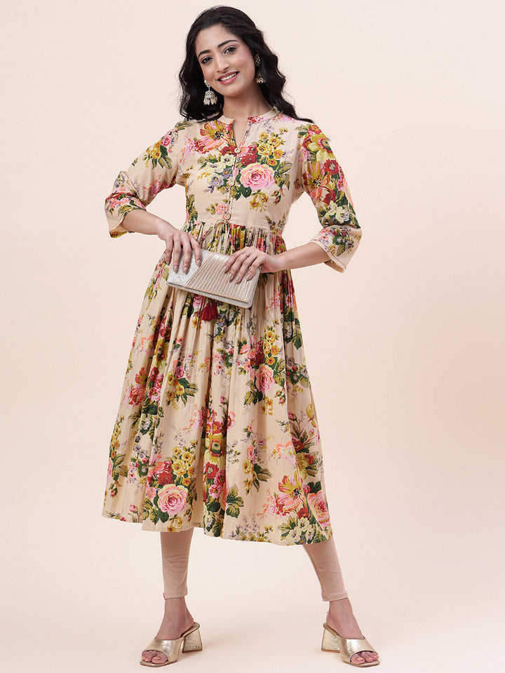 Floral Printed Cotton Kurta