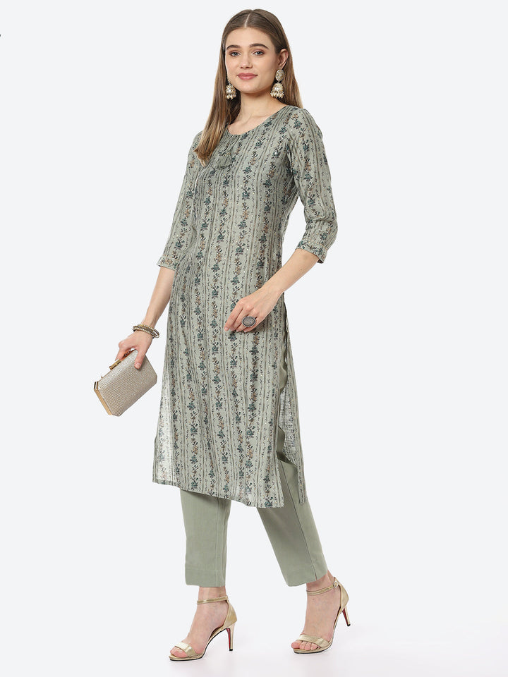 Printed Muslin Kurta With Pant