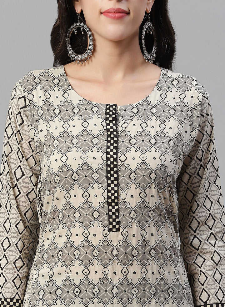 Printed Cotton Kurti With Pant