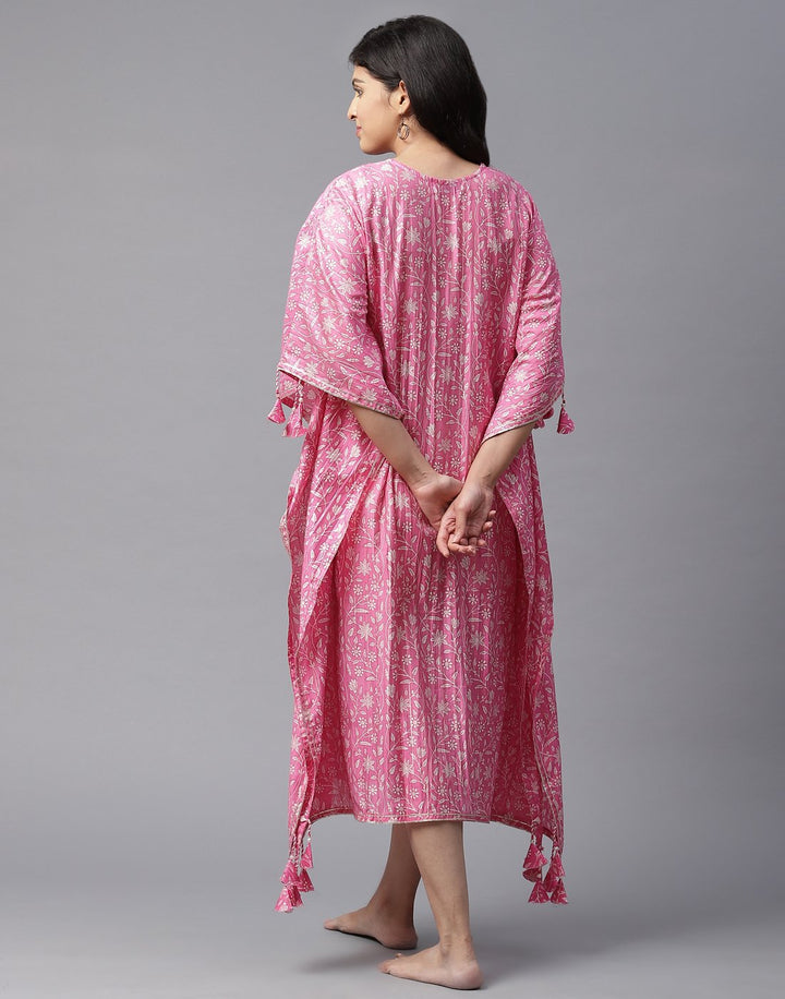 Printed Kaftan with Gota work