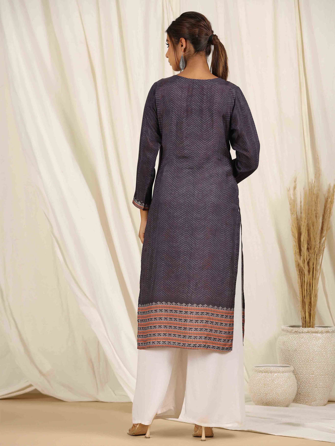 Printed With Yoke Embroidered Muslin Kurta
