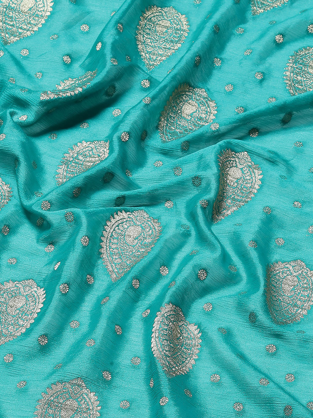 Zari Booti Crepe Plain Saree