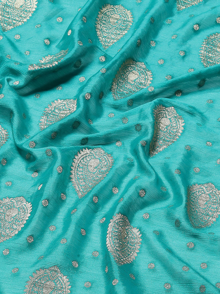 Zari Booti Crepe Plain Saree