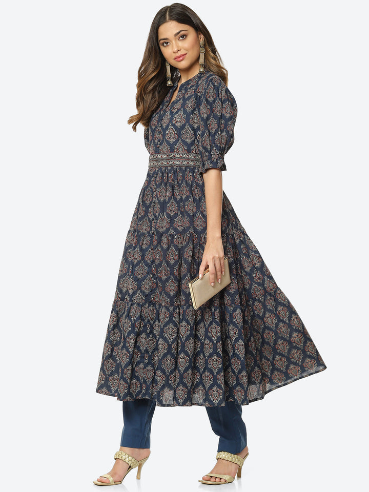 Floral Printed Cotton Anarkali Kurta