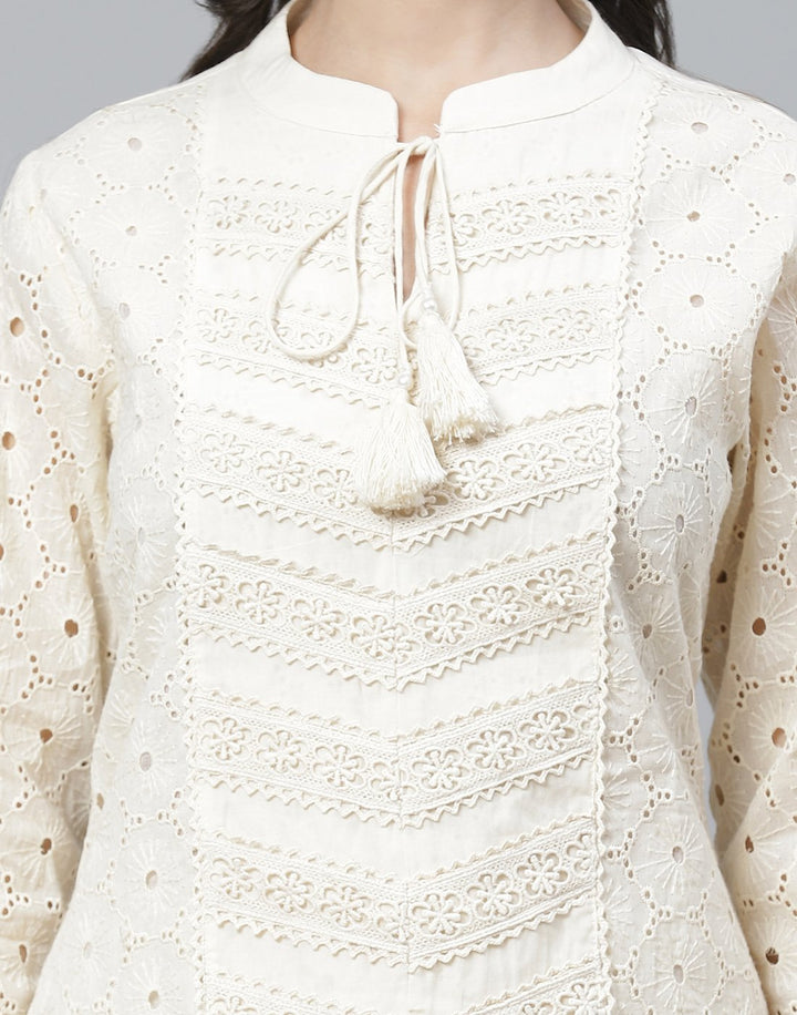 Cotton Embroidered Kurti with Straight Pant