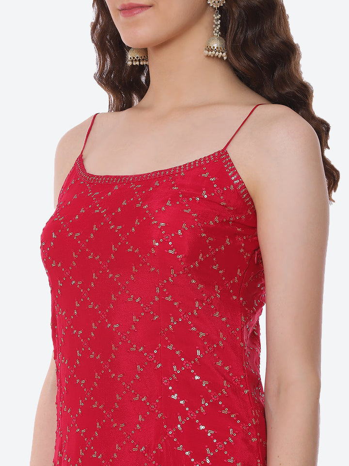 Sequin Crepe Kurta With Garara &amp; Dupatta