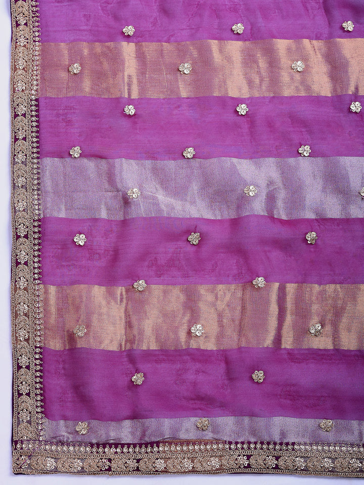 Embroidered Organza Suit Set With Dupatta