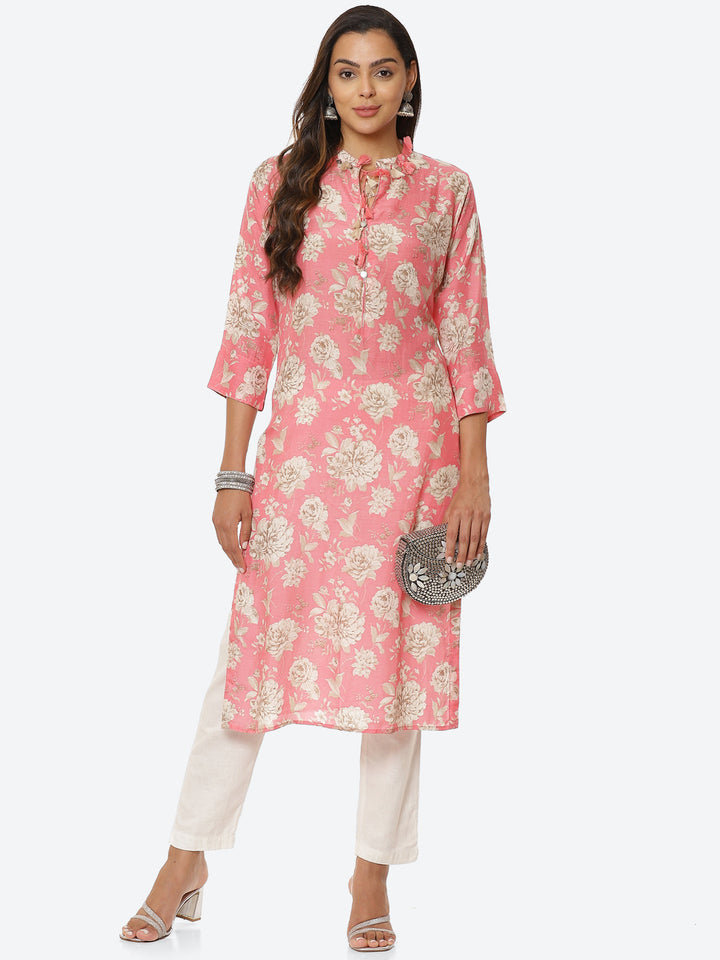 Floral Printed Muslin Kurta