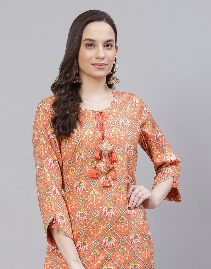 Printed Cotton Kurti With Pant