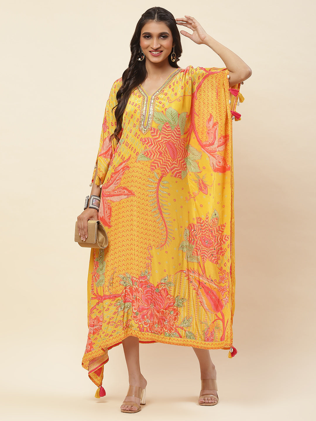 Floral Printed Crepe Kurta