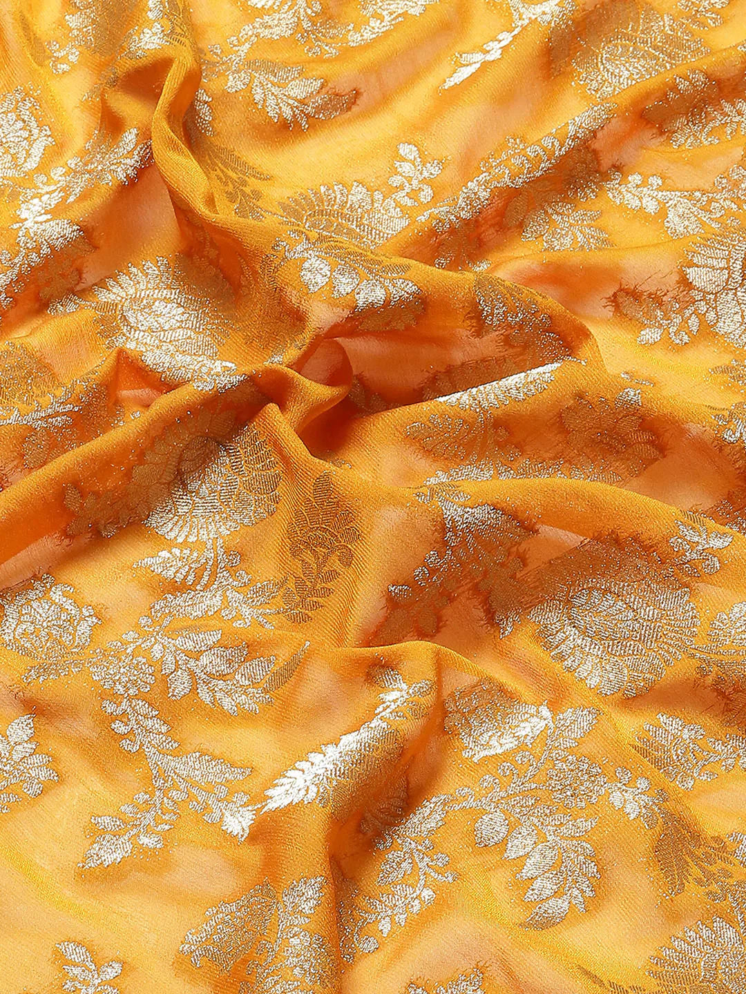Floral Zari Jaal Georgette Plain Saree